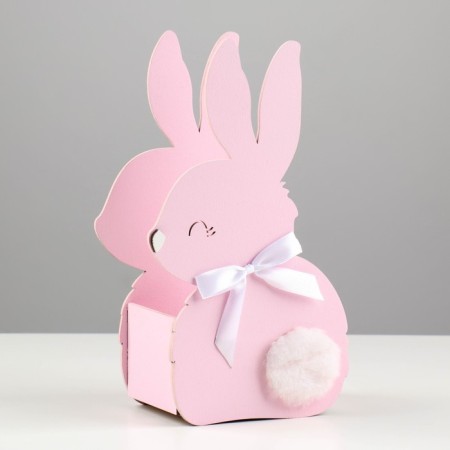 Wooden Kashpo 13x7.5x22 cm "Bunny", pink-1