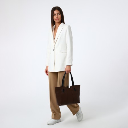 Zipper bag with zipper, brown color-4