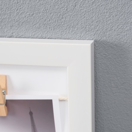 Photo frame plastic in 4 photos 10x10 cm "Style" with clothespins, white 30x30x1.5 cm-2
