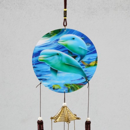 Wind Music Metal "dolphins" 4 bells 52x12.5x2.7 cm-1