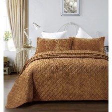 Комплект, сумка Arya Home Valentine, покрывало 250x260 см, наволочка 50x70 см - 2 шт, цвет коричневый
