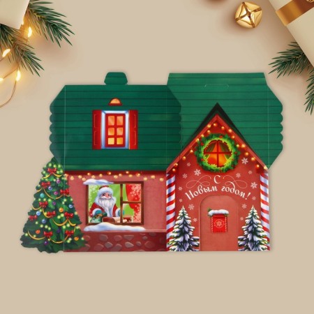 Volume House "New Year's House", Christmas tree, 12 x 12 x 18 cm, New Year-4