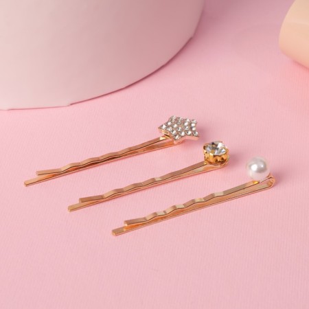 Invisibility for hair "Tertia" (set of 3 pcs) star, 5.5 cm, gold-1