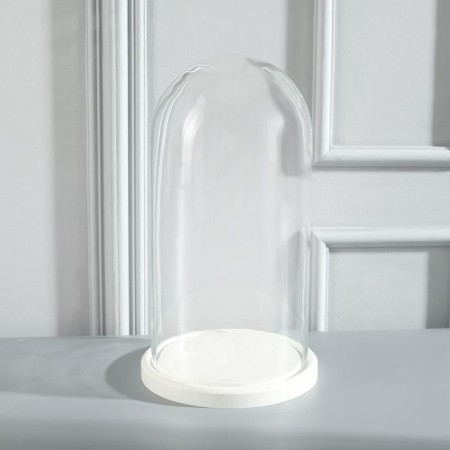 Glass dome -slosh on a wooden stand "Vincent - 1", 30x15 cm, white-2