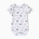 Body baby with short sleeve, white color/elephants, height 80