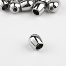 Tip for a cord, d = 4 mm, 12 × 10 mm, 10 pcs, silver color