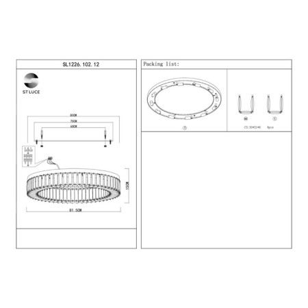 Ceiling Ceiling ST LUCE. SL1226.102.12. Rifrazio. 12x40 W, E14, 81.5x81.5x15 cm, Nickel color-15
