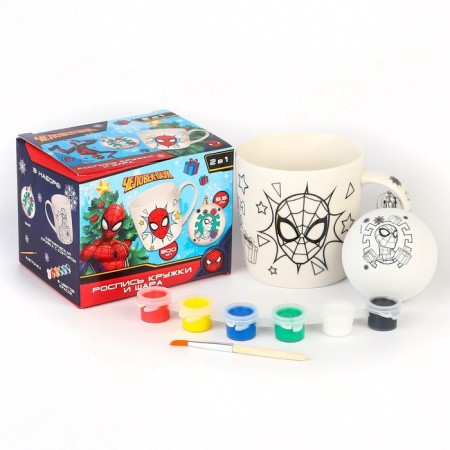 Set of mug for coloring with a Christmas tree, 300 ml of Spider-Men, Spider-Man