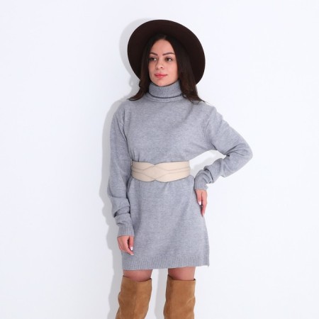 Women's belt on buttons, width 8 cm, beige color-3