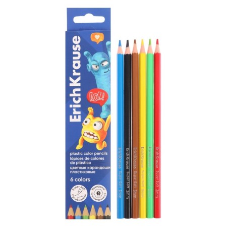 Pencils 6 colors Erichkrause "Jolly Friends" Plastic, hexagonal, euro suspension-1