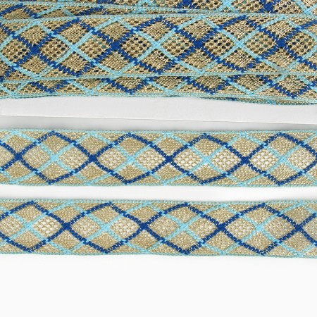 Braid, width 3.5 cm, in a package of 25 m., Blue-blue, in gold-2