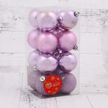 Set of balls plastic D-5 cm, 16 pcs "Frosty fog" lilac-1