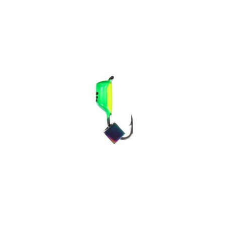 Mormyshka column green, lime abdomen + chameleon cube, weight 0.85 g-1