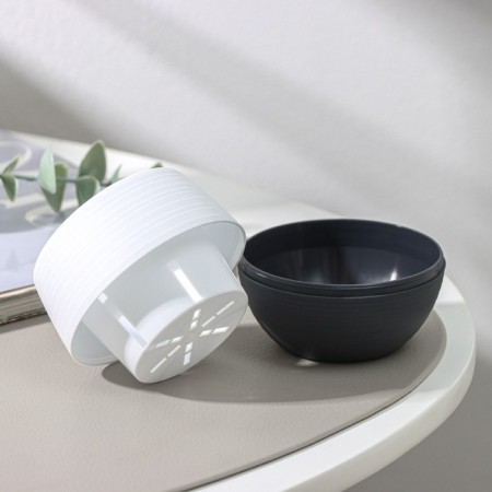 Pot for flowers "Japan", 125 ml, d = 8 cm, h = 6.5 cm, white-graphite color-2