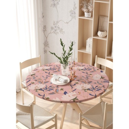 Tables on the table “Flower picture”, round, oxford, elastic band, size 140x140 cm, diameter 105-120 cm-2