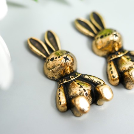 Decor for creativity Metal "Bunny in body" Gold set 2 pcs 3.3x1.6 cm-2