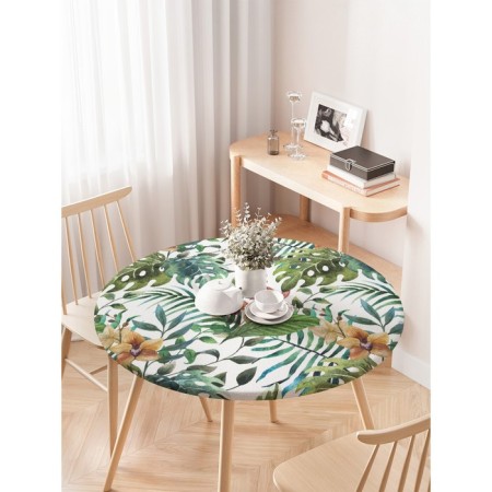 Green Portnik tablecloth, round, oxford, elastic band, size 120x120 cm, diameter 75-100 cm-2