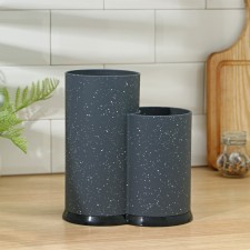 Knives stand with the filler of the granite shade, 2 compartments, color gray color