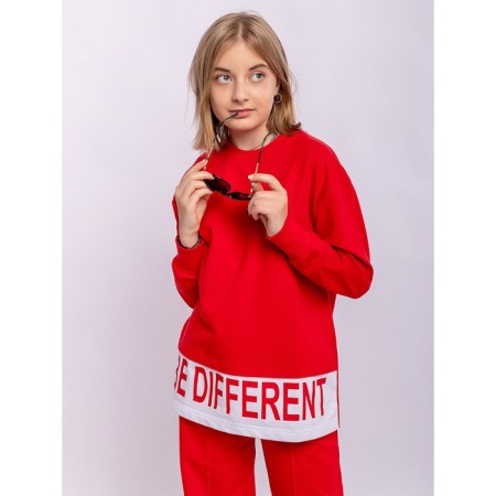 Sweatshirt for girls, height 122 cm, red color-2