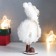 Interior doll "Girl in a curly white fur coat and owl cap" 15.5 cm