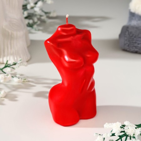 Figure candle "Women's silhouette", 10 cm, red-1