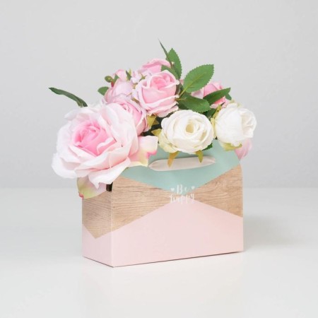 Box for Flowers Folding "BE HAPPY", 17 × 13 × 7 cm