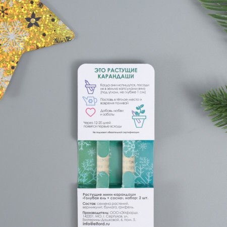 Growing gift pencils mini "blue spruce + pine" set 2 pcs.-8