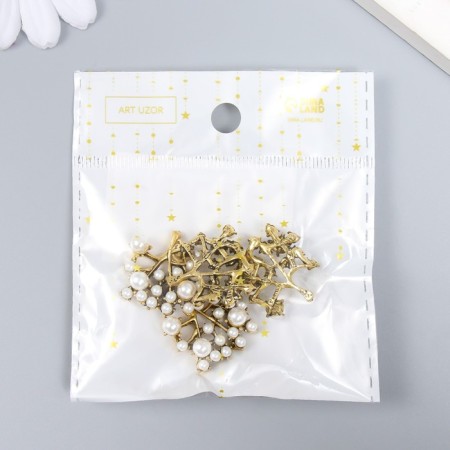 Decor for creativity Metal, plastic "Pearl tree" set 4 pcs for bronze 2.4x2.2 cm-3