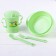 A set of children's dishes, 4 items: bowl, spoon, fork, chip with solid nose 200 ml, MIX color