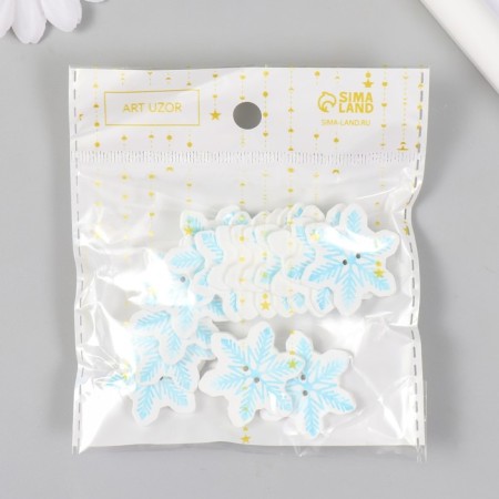 A set of buttons for creativity wood "Blue Snowflake" set of 15 pcs 3.1x2.8 cm-4