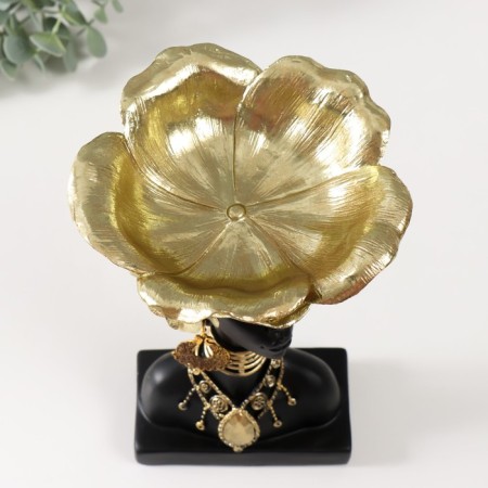 Souvenir Polystone stand "African with a golden flower on the head" 24x15x15.5 cm-4