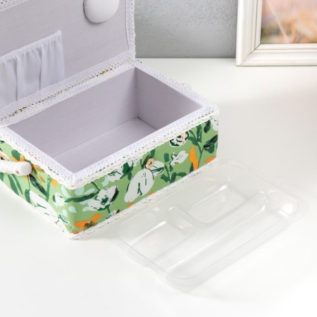 Casket for needlework "Summer flowers on green" 24x16x11 cm-3