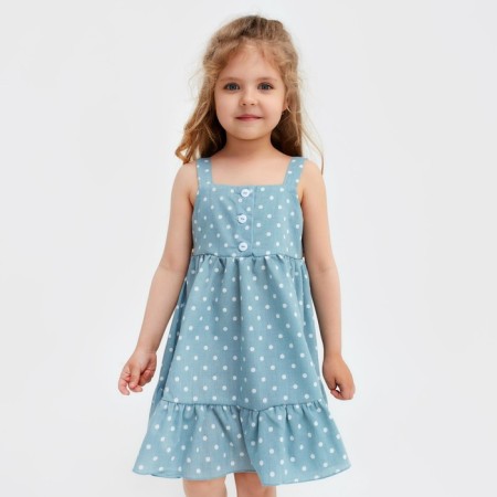 Sarafan children's kaftan "peas", p. 34 (122-128), blue