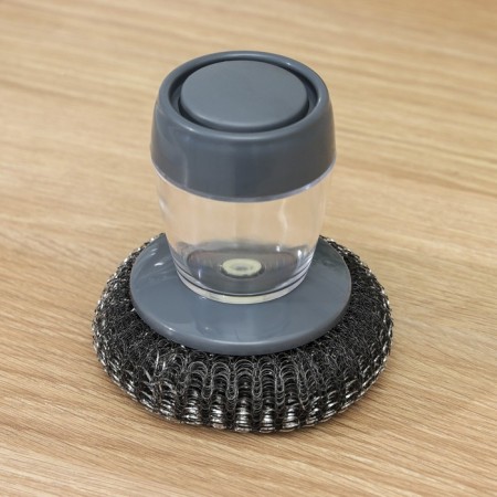 Wash brush with dispenser for detergent, metal sponge-2