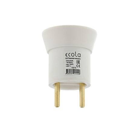 Ecola adapter, plug-patron, E27, 40 x 55 mm, white