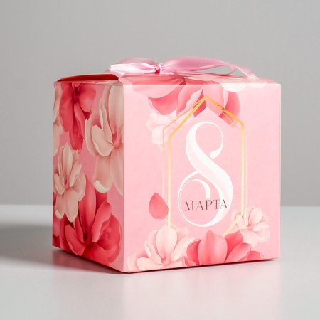 Gift folding box, packaging, “March 8”, 12 x 12 x 12 cm-1