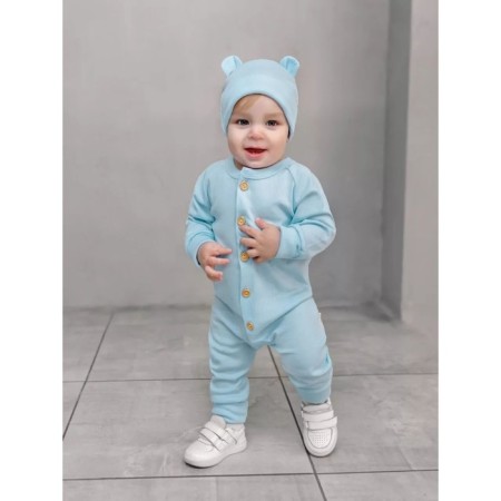 Children's overalls with a fashion cap, height 62 cm, blue color-1