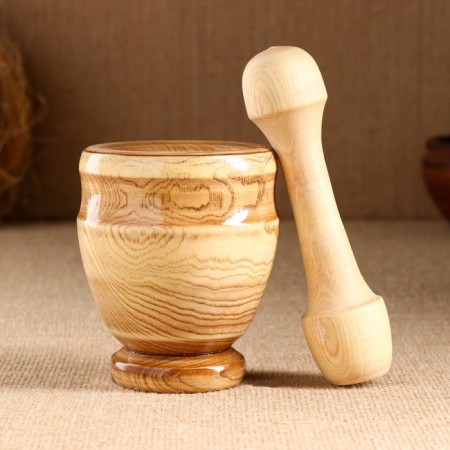 Set: a mortar with a pestle, ash, 13 cm, mix-21
