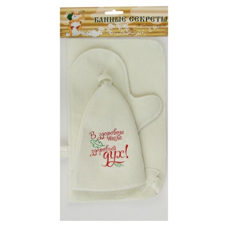 Set for the bath "Healthy mind" hat, rug, mitten-5