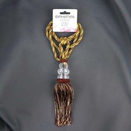 Curtain brush "Three Crystals", 50 ± 1 cm, brown/gold color-2
