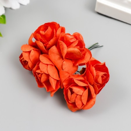 Flowers for decorating "Tea roses" 1 bouquet = 6 colors 9.5 cm scarlet-2