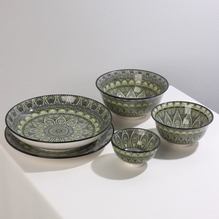 Plate ceramic deep shade "Mirsoole", d = 21 cm, green color-5
