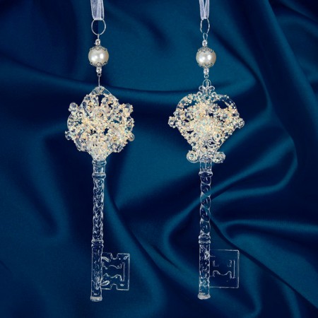Jewelry decoration "Key with a brilliance" 5x15 cm, mix, transparent-2