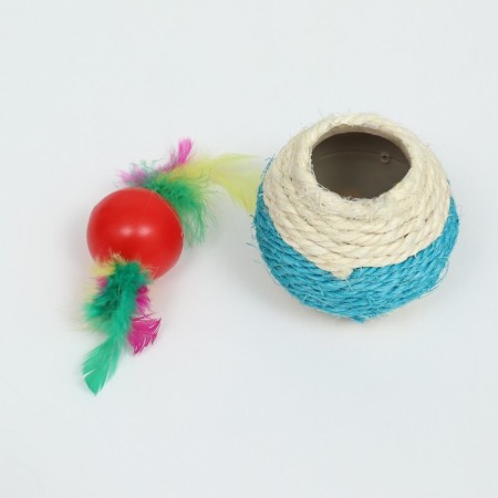Sizalevaya ball with plastic inside, 7.5 cm, blue/white-3