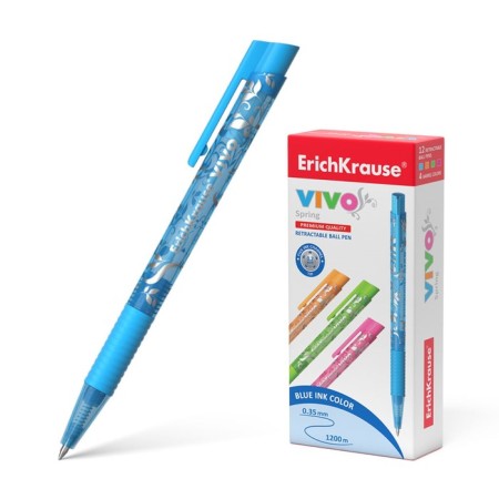 Handle Automatic Ball Vivo Spring, node 0.7 mm, blue ink, rubber emphasis, letter line 1200 meters, mix-1
