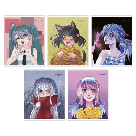 Notebook 48 sheets, in a cage, "anime", cover coated cardboard, twin-lame, Uf-psy 5v mix