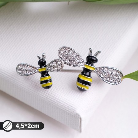 Brooch "Bees", colored in silver