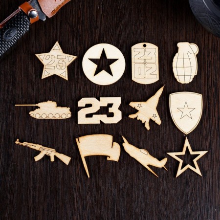 Set for creativity on February 23 (12 pcs) in a bag, 4.5x4.5 cm