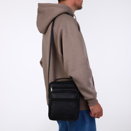 Male bag on lightning, long belt, black color-6