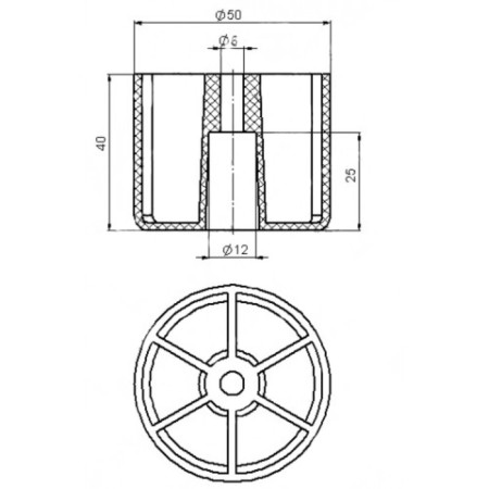 Tundra support for screws No. 4/2, n = 40 mm, black-2